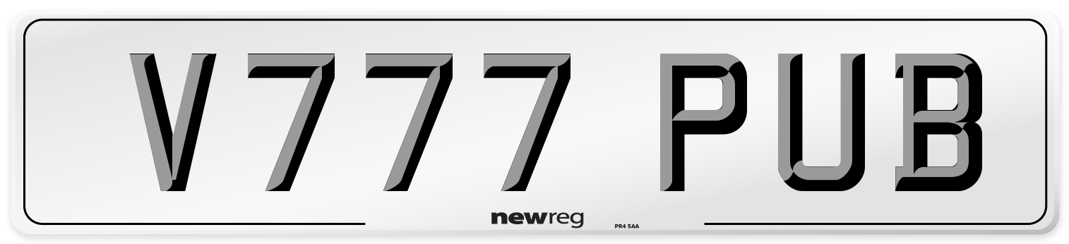 V777 PUB Number Plate from New Reg